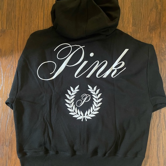 PINK Black zip up hoodie - Picture 2 of 3